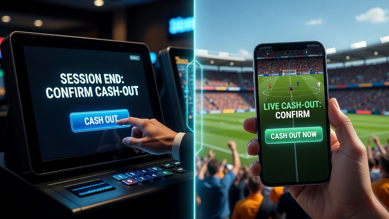 Live football betting interface displaying cash-out options during a match