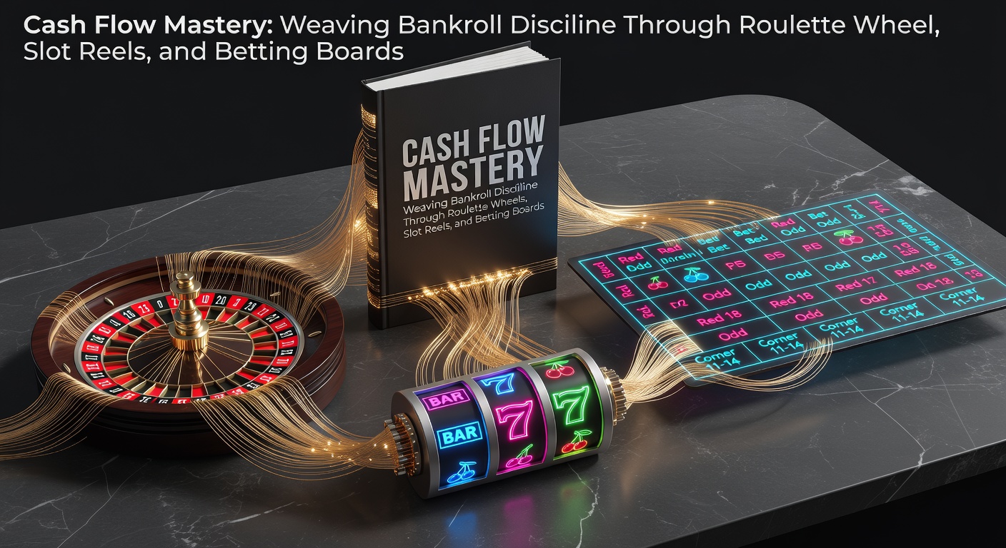 A vibrant casino floor showing roulette wheels spinning, slot machines lighting up, and betting boards displaying odds, illustrating disciplined bankroll strategies in action