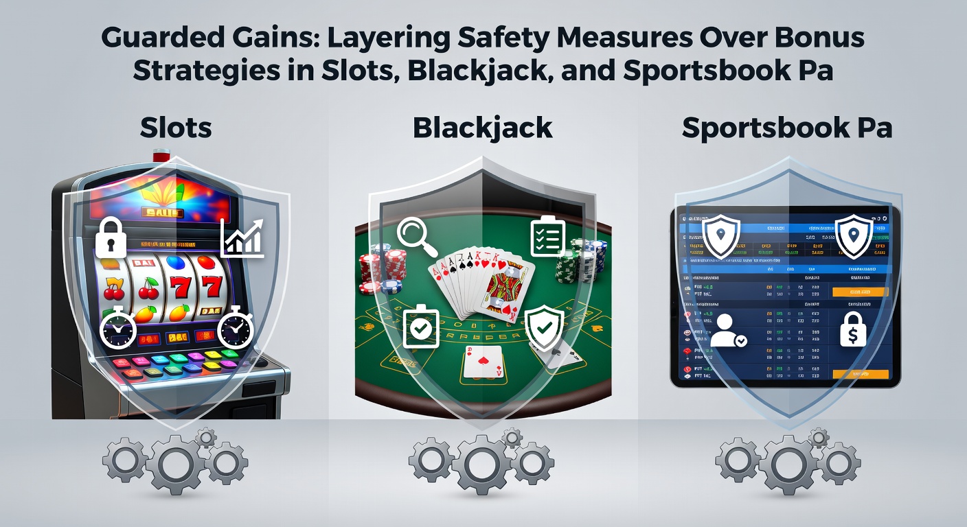 Blackjack table with parlay slip and safety net icons overlay, showing layered strategy visualization