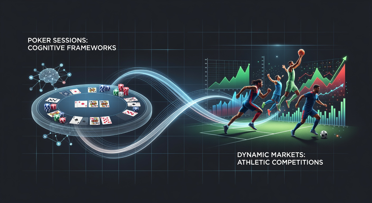 Visual representation of poker strategy overlapping with sports betting charts and athletic performance data