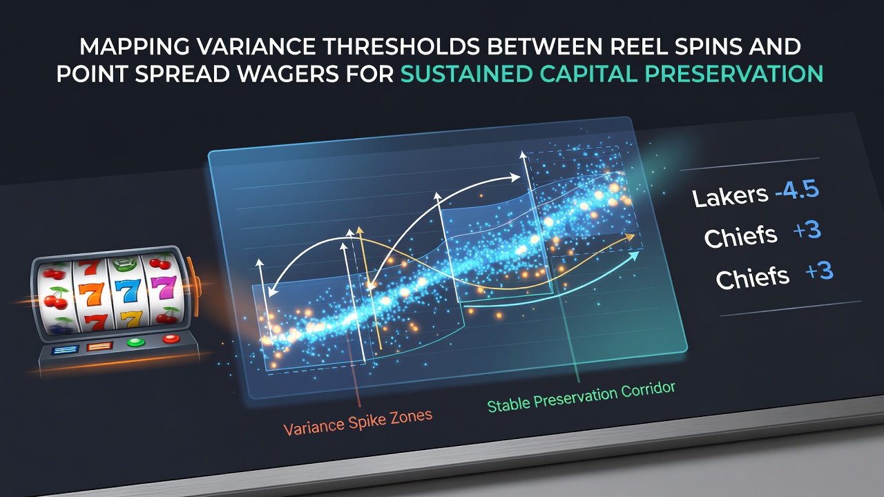 Diagram illustrating variance levels across slot reel configurations and point spread betting outcomes