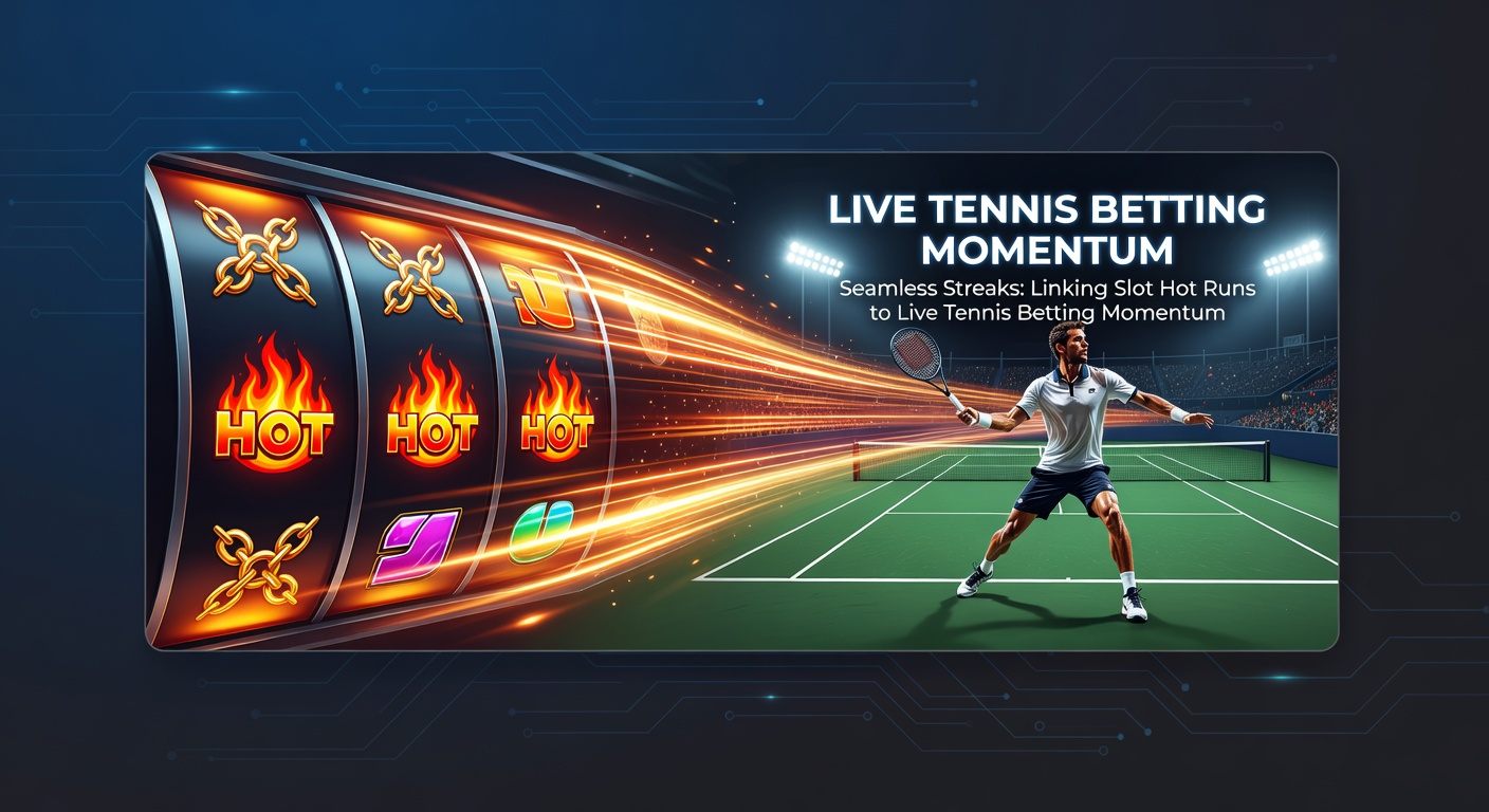 Live tennis scoreboard showing a momentum surge with overlaid slot win streak graphics, highlighting strategic overlaps