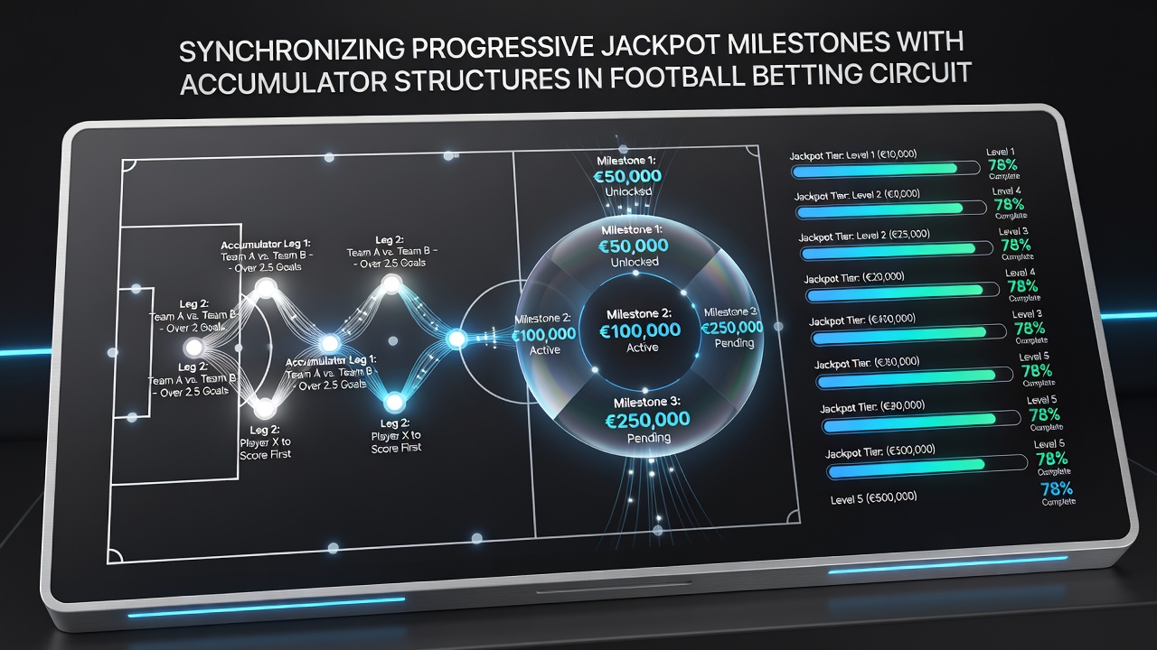 Diagram showing accumulator bet flow linked to progressive jackpot tracking