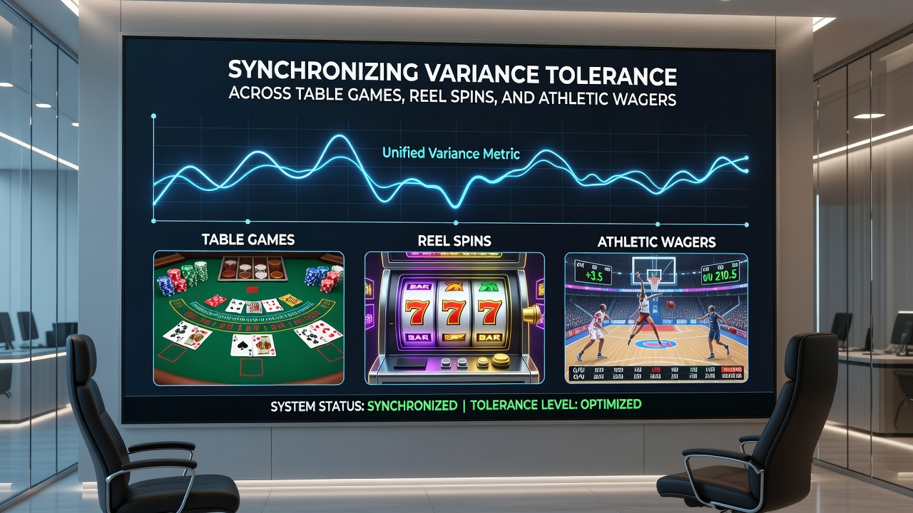 Illustration of bankroll movement graphs comparing table games, slots, and sports betting volatility