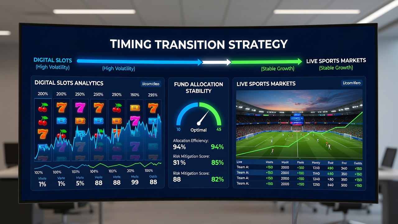 Split screen showing a paused slot game next to an active live tennis match with updating odds